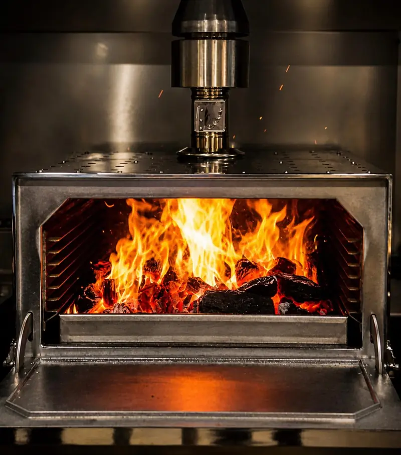 Forn de brasa de Pinxo amb el foc encès
